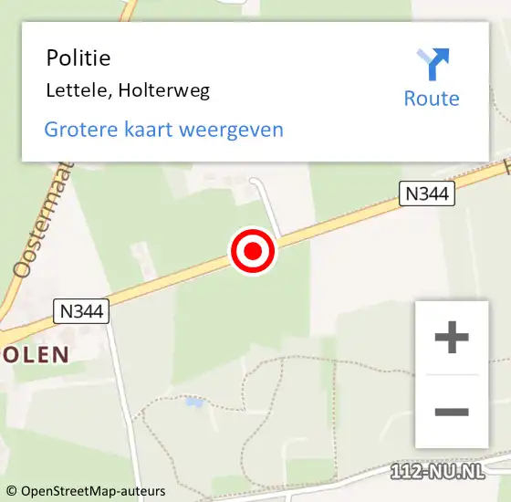 Locatie op kaart van de 112 melding: Politie Lettele, Holterweg op 16 april 2015 15:38