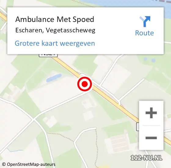 Locatie op kaart van de 112 melding: Ambulance Met Spoed Naar Escharen, Vegetasscheweg op 16 april 2015 15:54