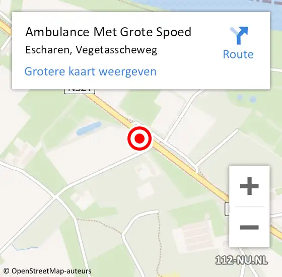 Locatie op kaart van de 112 melding: Ambulance Met Grote Spoed Naar Escharen, Vegetasscheweg op 16 april 2015 15:55