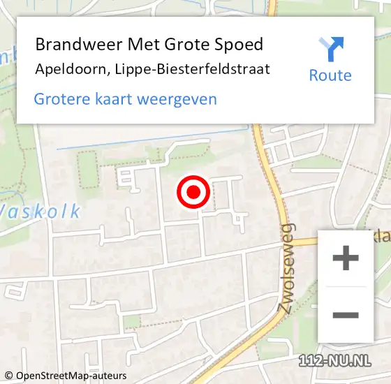 Locatie op kaart van de 112 melding: Brandweer Met Grote Spoed Naar Apeldoorn, Lippe-Biesterfeldstraat op 5 november 2013 09:45