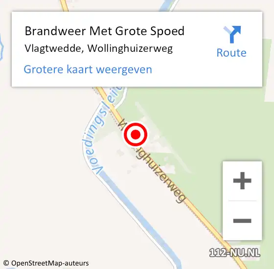 Locatie op kaart van de 112 melding: Brandweer Met Grote Spoed Naar Vlagtwedde, Wollinghuizerweg op 16 april 2015 16:26