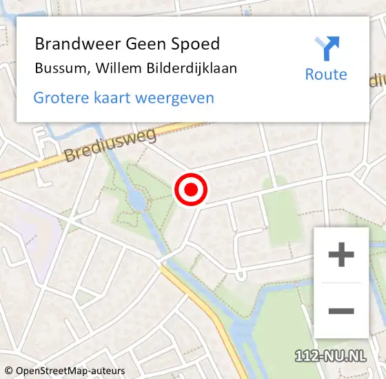 Locatie op kaart van de 112 melding: Brandweer Geen Spoed Naar Bussum, Willem Bilderdijklaan op 16 april 2015 16:32