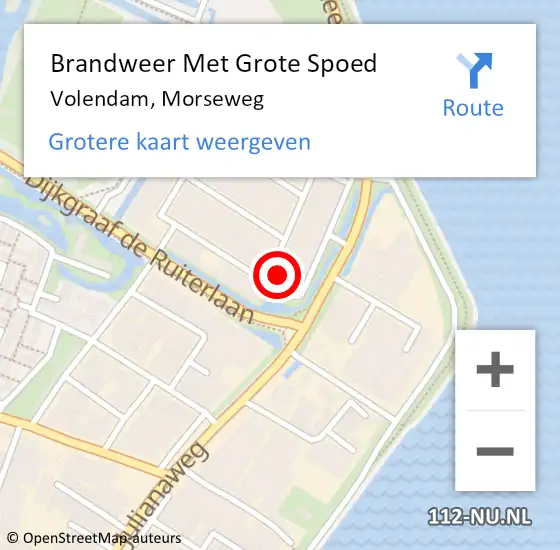 Locatie op kaart van de 112 melding: Brandweer Met Grote Spoed Naar Volendam, Morseweg op 16 april 2015 16:41