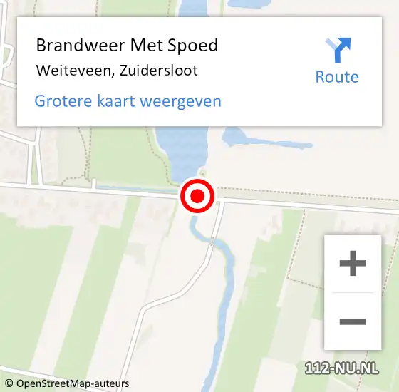 Locatie op kaart van de 112 melding: Brandweer Met Spoed Naar Weiteveen, Zuidersloot op 16 april 2015 17:41