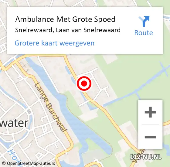 Locatie op kaart van de 112 melding: Ambulance Met Grote Spoed Naar Snelrewaard, Laan van Snelrewaard op 16 april 2015 18:12