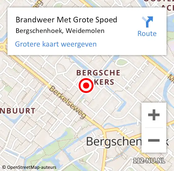 Locatie op kaart van de 112 melding: Brandweer Met Grote Spoed Naar Bergschenhoek, Weidemolen op 16 april 2015 18:26