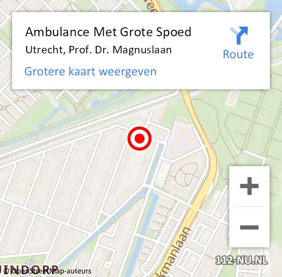 Locatie op kaart van de 112 melding: Ambulance Met Grote Spoed Naar Utrecht, Prof. Dr. Magnuslaan op 16 april 2015 18:40