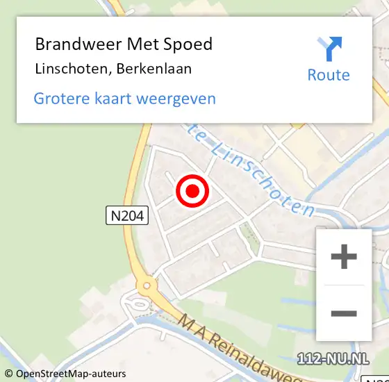 Locatie op kaart van de 112 melding: Brandweer Met Spoed Naar Linschoten, Berkenlaan op 16 april 2015 18:55