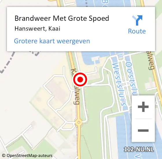 Locatie op kaart van de 112 melding: Brandweer Met Grote Spoed Naar Hansweert, Kaai op 16 april 2015 19:16