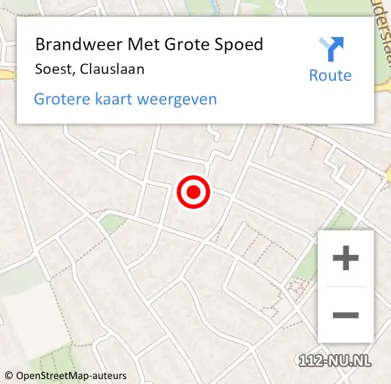 Locatie op kaart van de 112 melding: Brandweer Met Grote Spoed Naar Soest, Clauslaan op 16 april 2015 20:04