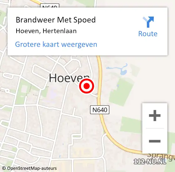 Locatie op kaart van de 112 melding: Brandweer Met Spoed Naar Hoeven, Hertenlaan op 11 september 2013 21:20