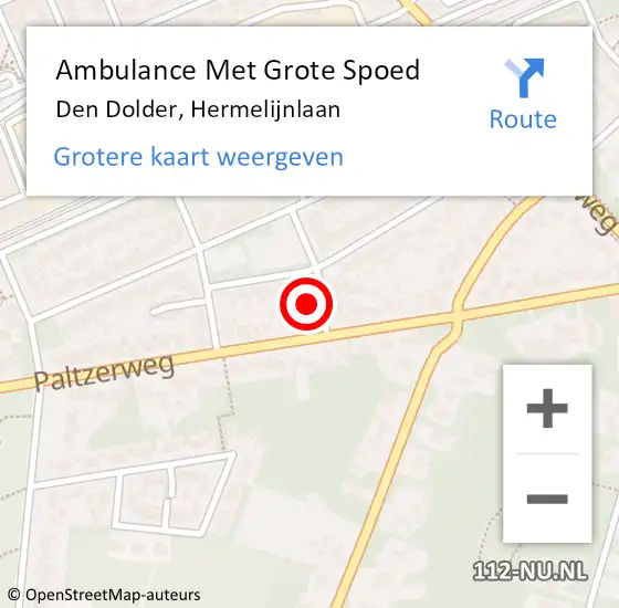 Locatie op kaart van de 112 melding: Ambulance Met Grote Spoed Naar Den Dolder, Hermelijnlaan op 16 april 2015 21:50