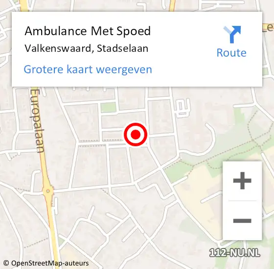 Locatie op kaart van de 112 melding: Ambulance Met Spoed Naar Valkenswaard, Stadselaan op 16 april 2015 22:42