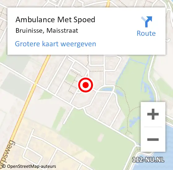 Locatie op kaart van de 112 melding: Ambulance Met Spoed Naar Bruinisse, Maisstraat op 16 april 2015 22:53