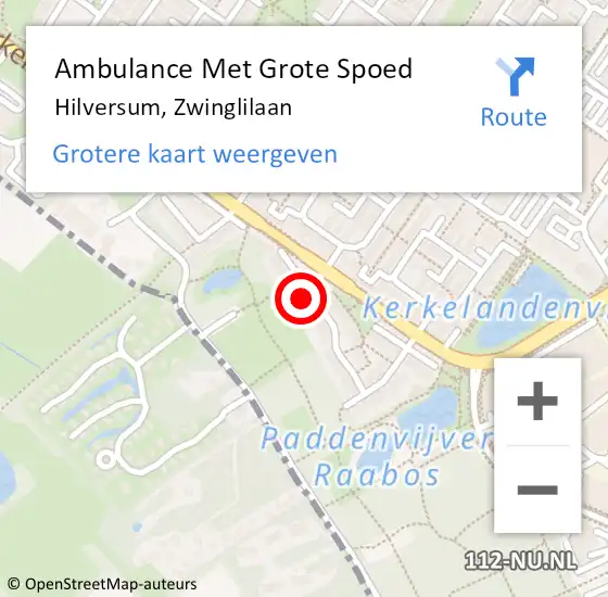 Locatie op kaart van de 112 melding: Ambulance Met Grote Spoed Naar Hilversum, Zwinglilaan op 16 april 2015 23:42