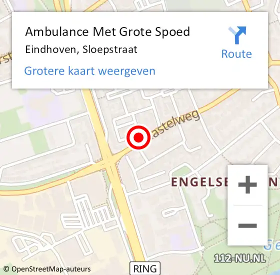 Locatie op kaart van de 112 melding: Ambulance Met Grote Spoed Naar Eindhoven, Sloepstraat op 17 april 2015 03:50