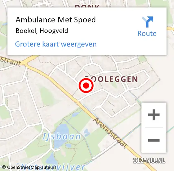 Locatie op kaart van de 112 melding: Ambulance Met Spoed Naar Boekel, Hoogveld op 17 april 2015 05:14