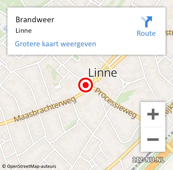 Locatie op kaart van de 112 melding: Brandweer Linne op 17 april 2015 06:54