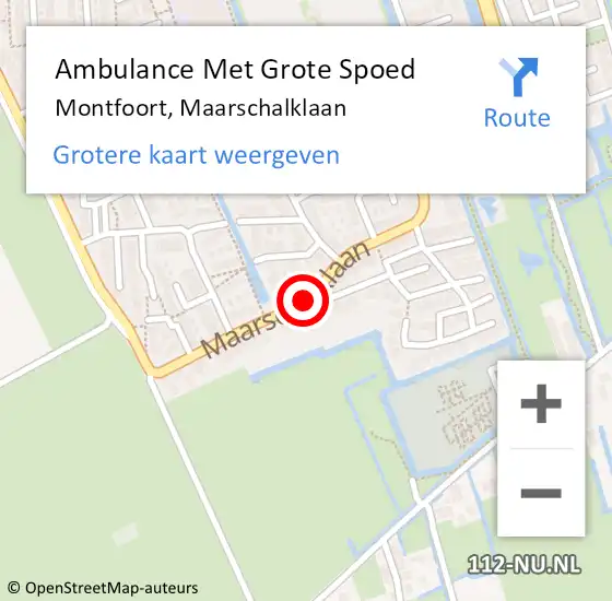 Locatie op kaart van de 112 melding: Ambulance Met Grote Spoed Naar Montfoort, Maarschalklaan op 17 april 2015 07:12