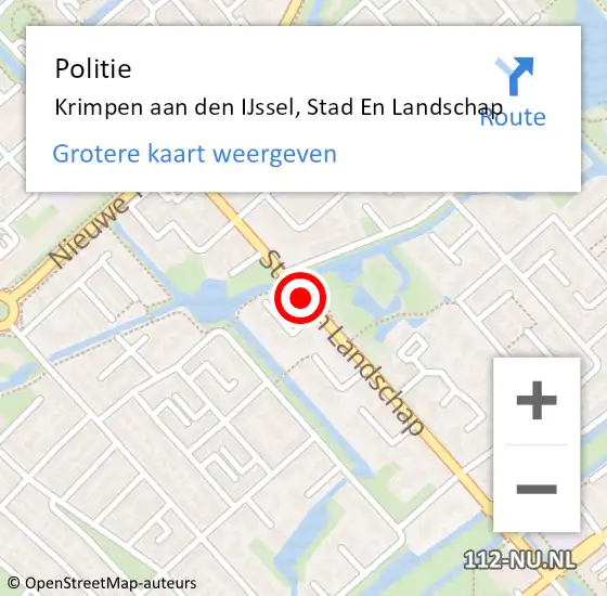 Locatie op kaart van de 112 melding: Politie Krimpen aan den IJssel, Stad En Landschap op 5 november 2013 10:24