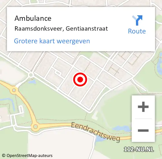 Locatie op kaart van de 112 melding: Ambulance Raamsdonksveer, Gentiaanstraat op 17 april 2015 09:36