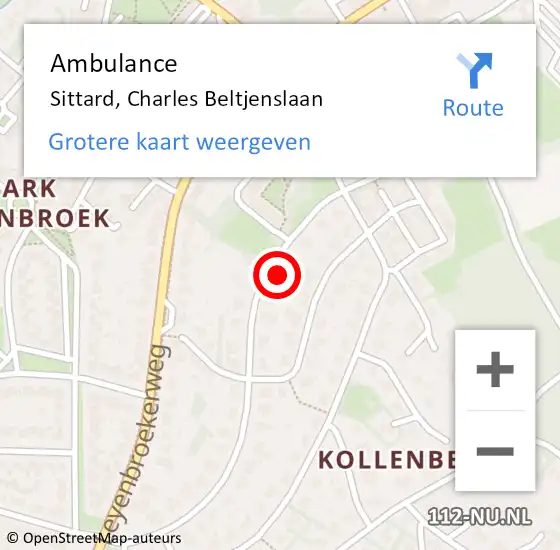 Locatie op kaart van de 112 melding: Ambulance Sittard, Charles Beltjenslaan op 17 april 2015 10:04