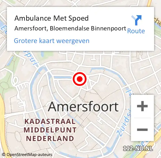 Locatie op kaart van de 112 melding: Ambulance Met Spoed Naar Amersfoort, Bloemendalse Binnenpoort op 17 april 2015 10:29