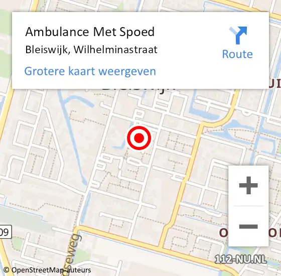 Locatie op kaart van de 112 melding: Ambulance Met Spoed Naar Bleiswijk, Wilhelminastraat op 17 april 2015 10:48