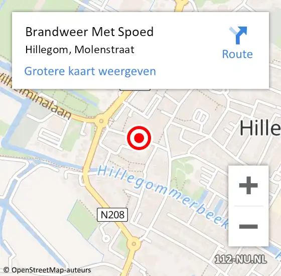 Locatie op kaart van de 112 melding: Brandweer Met Spoed Naar Hillegom, Molenstraat op 17 april 2015 11:03