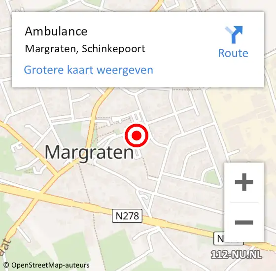 Locatie op kaart van de 112 melding: Ambulance Margraten, Schinkepoort op 17 april 2015 11:04