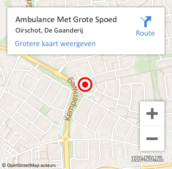 Locatie op kaart van de 112 melding: Ambulance Met Grote Spoed Naar Oirschot, De Gaanderij op 17 april 2015 11:44