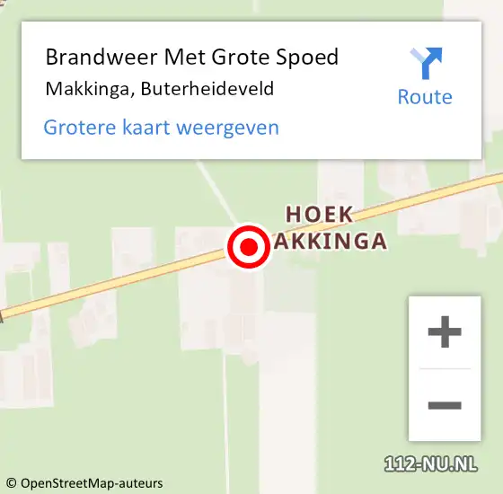 Locatie op kaart van de 112 melding: Brandweer Met Grote Spoed Naar Makkinga, Buterheideveld op 17 april 2015 11:49