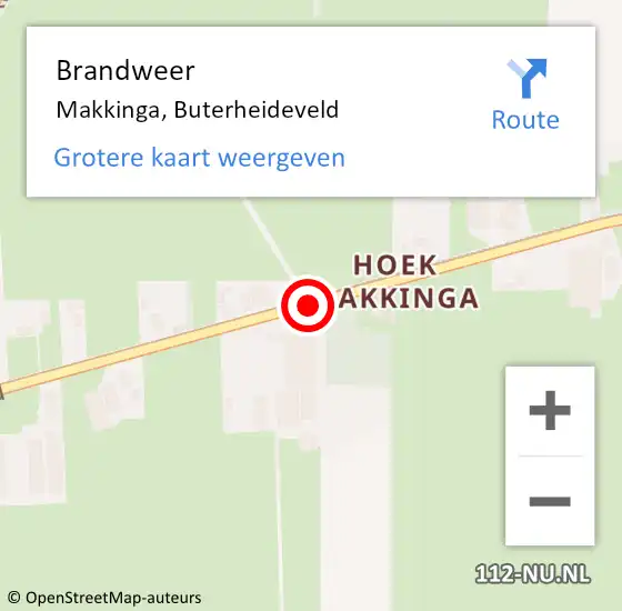 Locatie op kaart van de 112 melding: Brandweer Makkinga, Buterheideveld op 17 april 2015 11:52