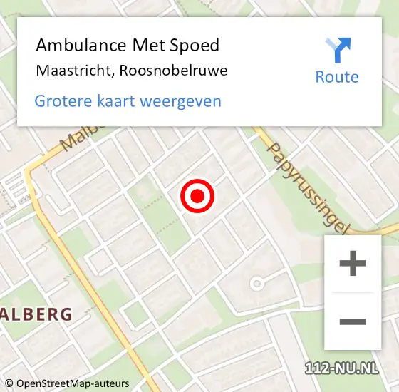 Locatie op kaart van de 112 melding: Ambulance Met Spoed Naar Maastricht, Roosnobelruwe op 5 november 2013 10:51
