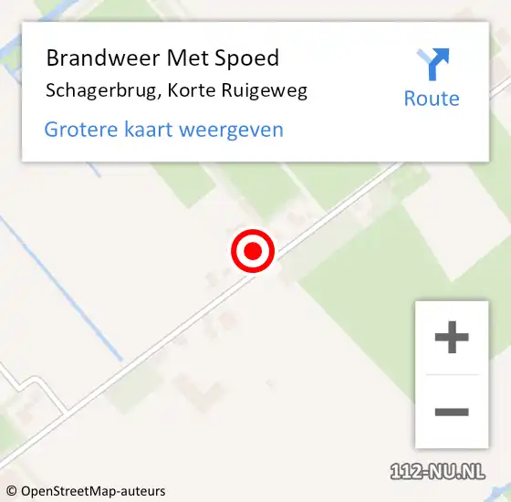 Locatie op kaart van de 112 melding: Brandweer Met Spoed Naar Schagerbrug, Korte Ruigeweg op 17 april 2015 12:54