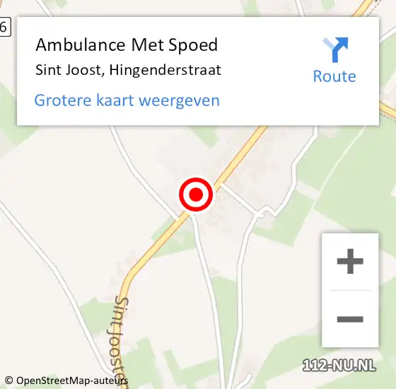 Locatie op kaart van de 112 melding: Ambulance Met Spoed Naar Sint Joost, Hingenderstraat op 17 april 2015 13:19