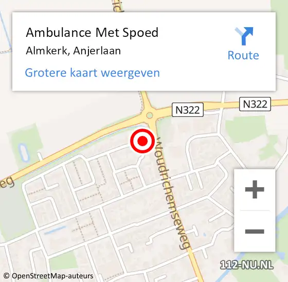 Locatie op kaart van de 112 melding: Ambulance Met Spoed Naar Almkerk, Anjerlaan op 17 april 2015 14:03