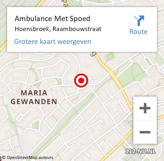 Locatie op kaart van de 112 melding: Ambulance Met Spoed Naar Hoensbroek, Raambouwstraat op 17 april 2015 14:05