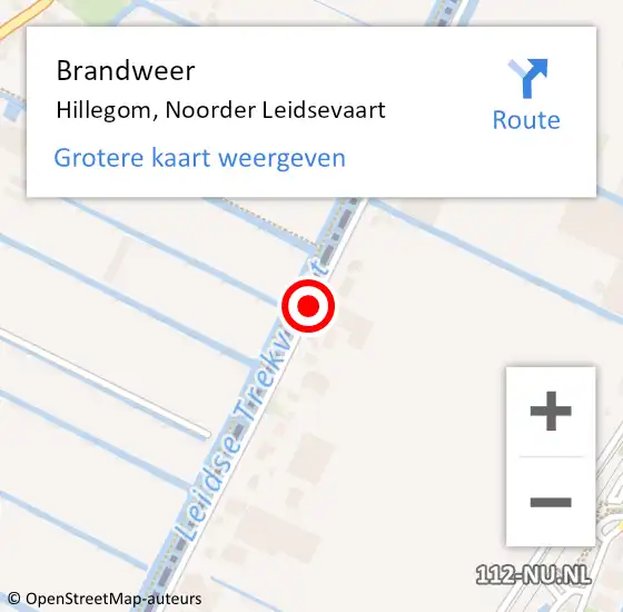 Locatie op kaart van de 112 melding: Brandweer Hillegom, Noorder Leidsevaart op 17 april 2015 14:55