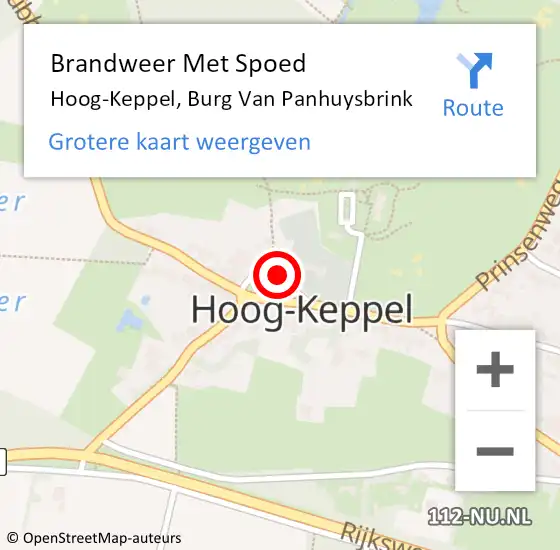 Locatie op kaart van de 112 melding: Brandweer Met Spoed Naar Hoog-Keppel, Burg Van Panhuysbrink op 17 april 2015 14:58