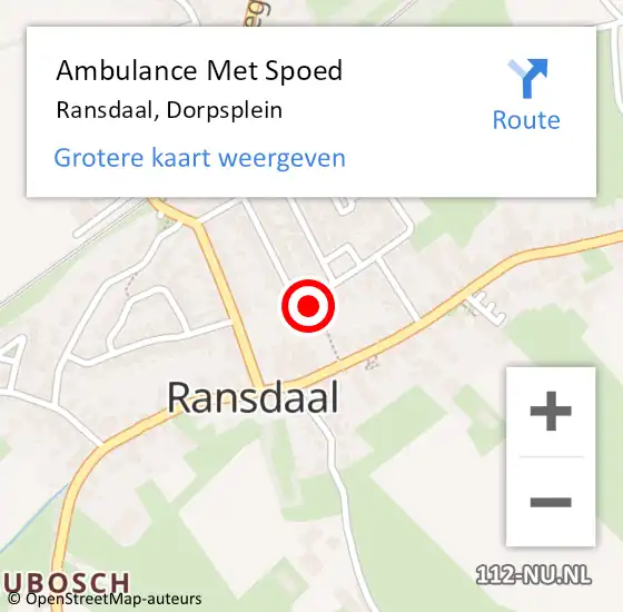 Locatie op kaart van de 112 melding: Ambulance Met Spoed Naar Ransdaal, Dorpsplein op 5 november 2013 11:05