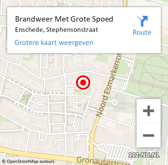 Locatie op kaart van de 112 melding: Brandweer Met Grote Spoed Naar Enschede, Stephensonstraat op 17 april 2015 15:47