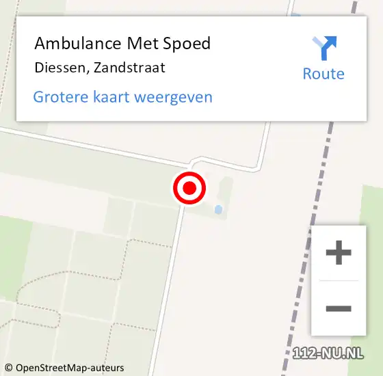 Locatie op kaart van de 112 melding: Ambulance Met Spoed Naar Diessen, Zandstraat op 17 april 2015 16:01