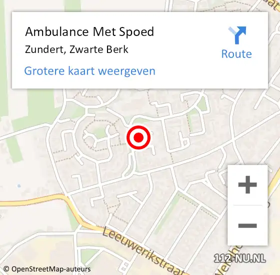 Locatie op kaart van de 112 melding: Ambulance Met Spoed Naar Zundert, Zwarte Berk op 17 april 2015 16:22