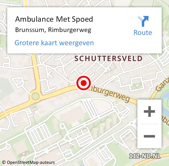 Locatie op kaart van de 112 melding: Ambulance Met Spoed Naar Brunssum, Rimburgerweg op 17 april 2015 16:29