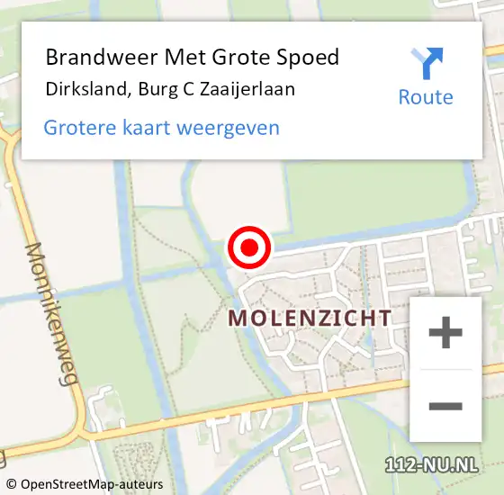 Locatie op kaart van de 112 melding: Brandweer Met Grote Spoed Naar Dirksland, Burg C Zaaijerlaan op 17 april 2015 16:58