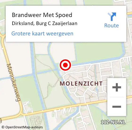 Locatie op kaart van de 112 melding: Brandweer Met Spoed Naar Dirksland, Burg C Zaaijerlaan op 17 april 2015 17:09