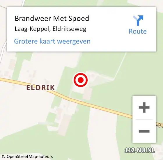 Locatie op kaart van de 112 melding: Brandweer Met Spoed Naar Laag-Keppel, Eldrikseweg op 17 april 2015 17:14