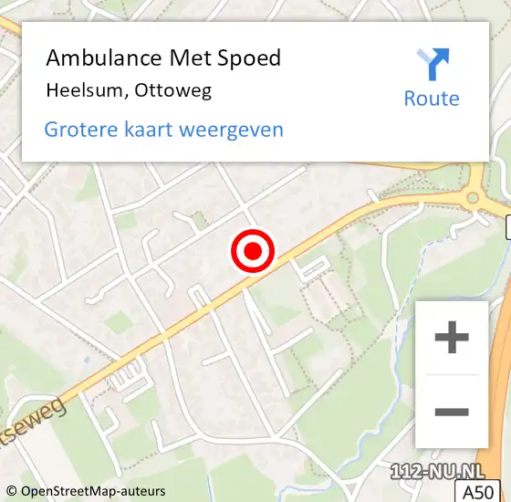 Locatie op kaart van de 112 melding: Ambulance Met Spoed Naar Heelsum, Ottoweg op 17 april 2015 17:14