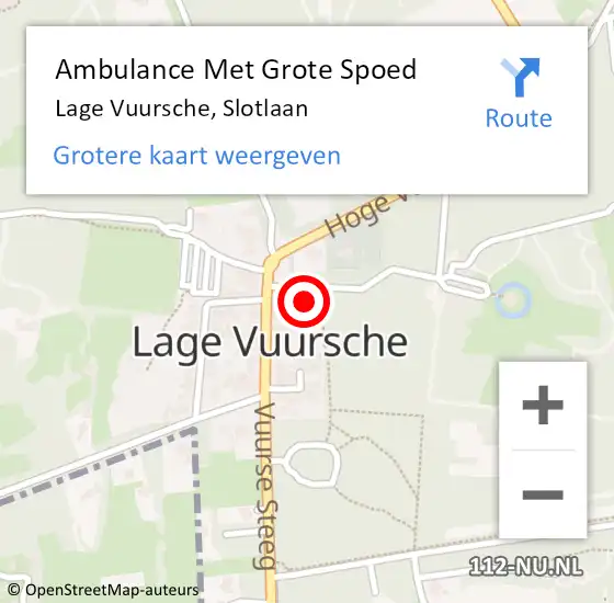 Locatie op kaart van de 112 melding: Ambulance Met Grote Spoed Naar Lage Vuursche, Slotlaan op 17 april 2015 17:17